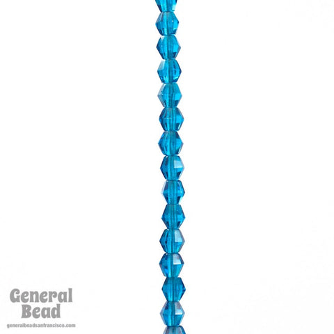 4mm Transparent Capri Blue Faceted Bicone-General Bead