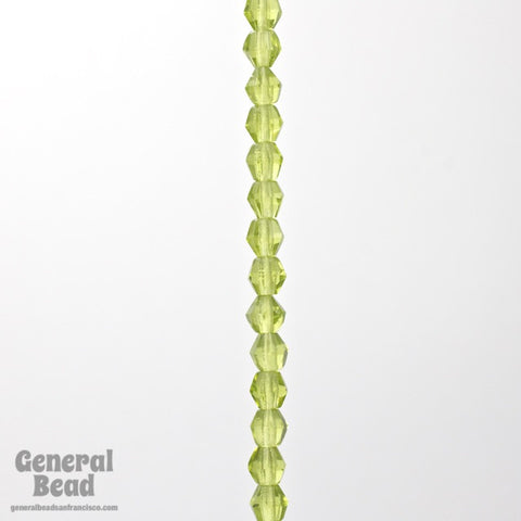 4mm Transparent Olivine Faceted Bicone-General Bead