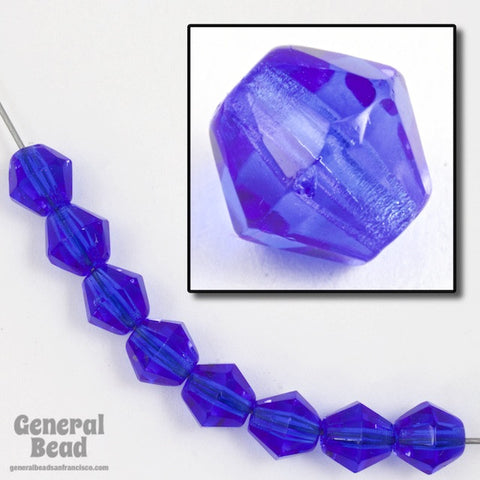 6mm Transparent Sapphire Fire Polished Bicone-General Bead