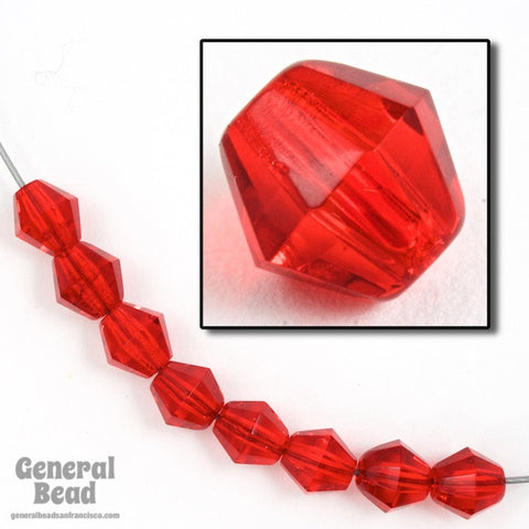 6mm Transparent Siam Fire Polished Bicone-General Bead