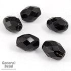 7mm x 9mm Black Faceted Oval Bead-General Bead