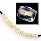 7mm Matte Gold Lined Crystal AB Fire Polished Tube Bead (4 Pcs) #GCX009