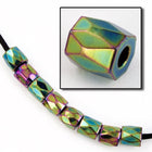 7mm Green Iris Fire Polished Tube Bead (4 Pcs) #GCX010