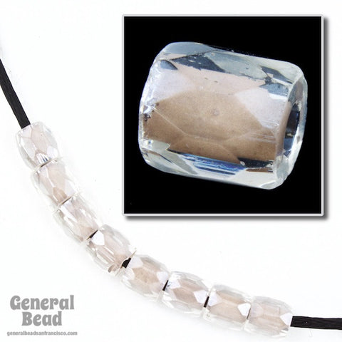 7mm Beige Lined Crystal Fire Polished Tube Bead-General Bead
