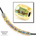 7mm Jet Lined Topaz AB Fire Polished Tube Bead-General Bead