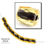 7mm Jet Lined Topaz Fire Polished Tube Bead-General Bead