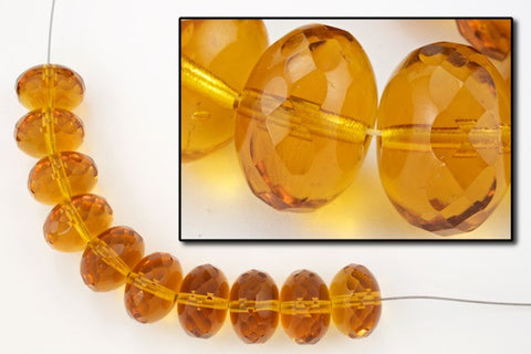11mm x 17mm Topaz Oblate "Gem-Cut" Fire Polished Bead (25 Pcs) #GCY002-General Bead