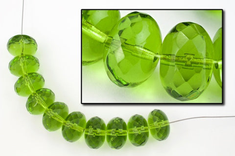 11mm x 17mm Olivine Oblate "Gem-Cut" Fire Polished Bead (25 Pcs) #GCY001-General Bead