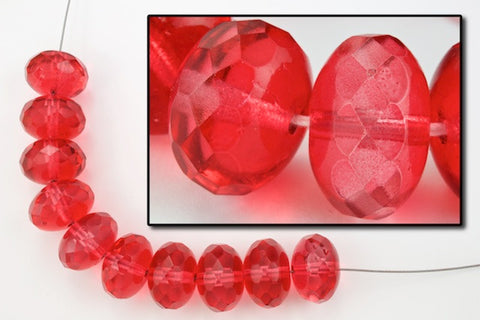 11mm x 17mm Dark Rose Coated Oblate "Gem-Cut" Fire Polished Bead (25 Pcs) #GCY003-General Bead