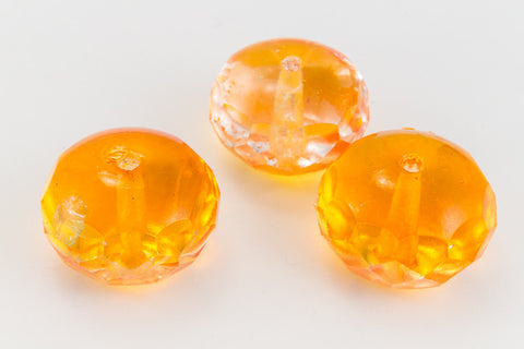 11mm x 17mm Tangerine Coated Oblate "Gem-Cut" Fire Polished Bead (25 Pcs) #GCY006-General Bead