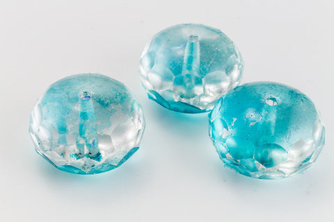 11mm x 17mm Aqua Coated Oblate "Gem-Cut" Fire Polished Bead (25 Pcs) #GCY007-General Bead