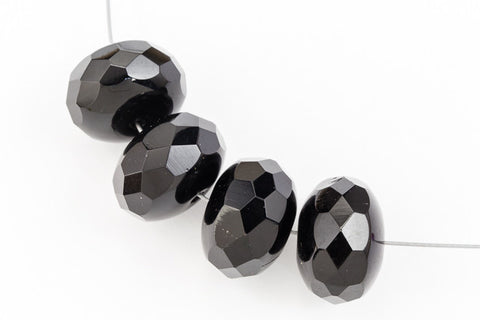 11mm x 17mm Black Oblate "Gem-Cut" Fire Polished Bead (25 Pcs) #GCY009-General Bead