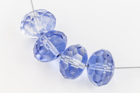 11mm x 17mm Lt. Sapphire Coated Oblate "Gem-Cut" Fire Polished Bead (25 Pcs) #GCY011-General Bead