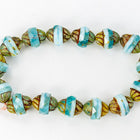 11mm x 10mm Marbled Sea Foam Picasso Turbine Bead (15 Pcs) #GCZ013-General Bead