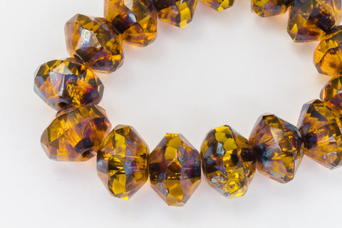 7mm x 11mm Transparent Amber Picasso Saucer Bead #GCZ104-General Bead