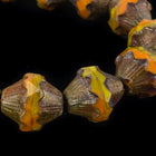 11mm x 10mm Opaque Yellow/Orange Picasso Baroque Bicone (15 Pcs) #GCZ303-General Bead