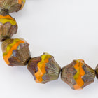 11mm x 10mm Opaque Yellow/Orange Picasso Baroque Bicone (15 Pcs) #GCZ303-General Bead