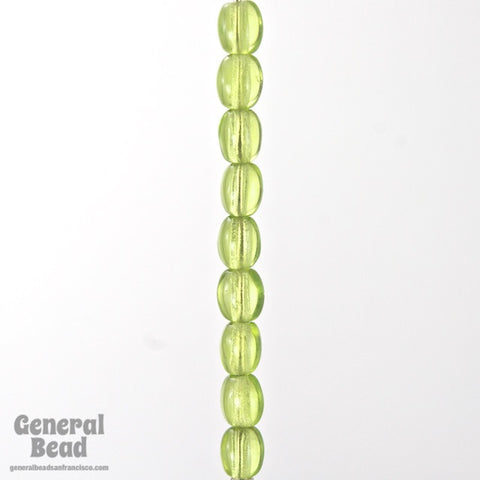 4mm x 5mm Transparent Olivine Oval Czech Glass Egglet-General Bead