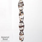 7mm x 12mm Crystal/Brown Tortoise Baroque Dimpled Oval Bead-General Bead
