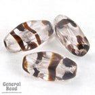 7mm x 12mm Crystal/Brown Tortoise Baroque Dimpled Oval Bead-General Bead