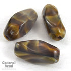 7mm x 12mm Brown Stripe Agate Baroque Dimpled Oval Bead-General Bead
