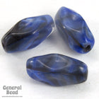 7mm x 12mm Blue/Black Agate Baroque Dimpled Oval Bead-General Bead