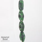 7mm x 12mm Dark Green/Black Agate Baroque Dimpled Oval Bead-General Bead