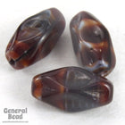 7mm x 12mm Dark Red/Brown Agate Baroque Dimpled Oval Bead-General Bead