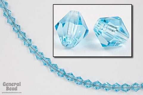 5mm Transparent Aqua Faceted Bicone-General Bead
