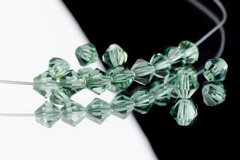 5mm Transparent Green Tourmaline Faceted Crystal Bicone #GDQ032