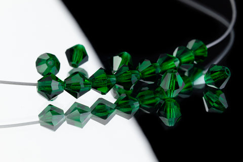 5mm Transparent Medium Emerald Faceted Crystal Bicone #GDQ034