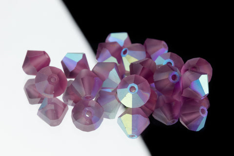 5mm Matte Amethyst AB Faceted Crystal Bicone #GDQ067