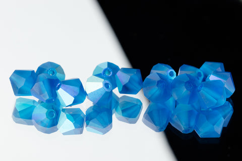 5mm Matte Capri Blue AB Faceted Crystal Bicone #GDQ071