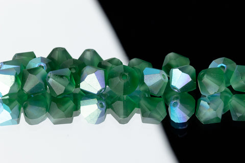 5mm Matte Green Tourmaline AB Faceted Crystal Bicone #GDQ074