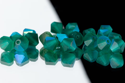 5mm Matte Emerald AB Faceted Crystal Bicone #GDQ073