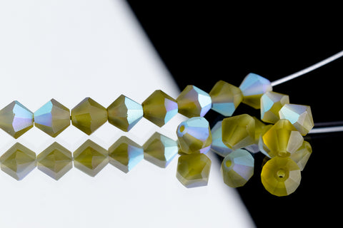 5mm Matte Olivine AB Faceted Crystal Bicone #GDQ080