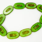 15mm x 26mm Mantis Green Carved Oval Bead (2 pcs) #GDU009-General Bead