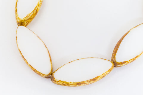 8mm x 17mm Opaque White Picasso Spindle Bead (10 pcs) #GDU020-General Bead