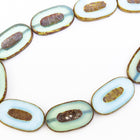 15mm x 26mm Sky Blue/Opal Blue Carved Oval Bead #GDU022-General Bead