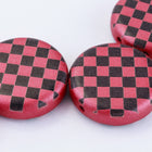 14mm Red/Jet Checkered 2 Hole Coin (10 Pcs) #GDU037-General Bead