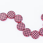 14mm Red/Jet Checkered 2 Hole Coin (10 Pcs) #GDU037-General Bead