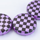 14mm Purple/Jet Checkered 2 Hole Coin (10 Pcs) #GDU038-General Bead