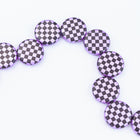 14mm Purple/Jet Checkered 2 Hole Coin (10 Pcs) #GDU038-General Bead