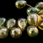 6mm x 9mm Green/Yellow/Silver Picasso Mix Drop (25 Pcs) #GDY206-General Bead