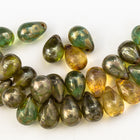 6mm x 9mm Green/Yellow/Silver Picasso Mix Drop (25 Pcs) #GDY206-General Bead