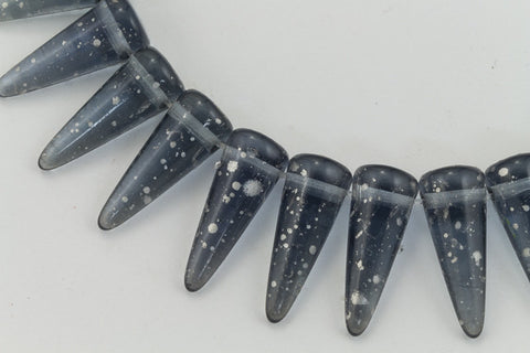 5mm x 13mm Montana/Silver Picasso Spike Bead Strand (30 Pcs) #GDZ203-General Bead