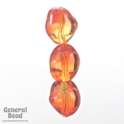 10mm x 13mm Orange/Yellow Baroque Oval Bead-General Bead