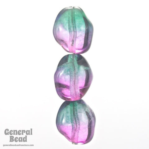 10mm x 13mm Purple/Green Baroque Oval Bead-General Bead
