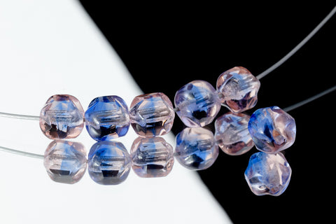 6mm Transparent Rose/Sapphire Faceted Oval Bead (25 Pcs) #GEP002