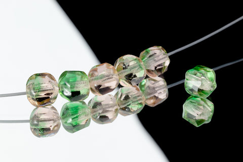 6mm Transparent Rose/Peridot Faceted Oval Bead (25 Pcs) #GEP003